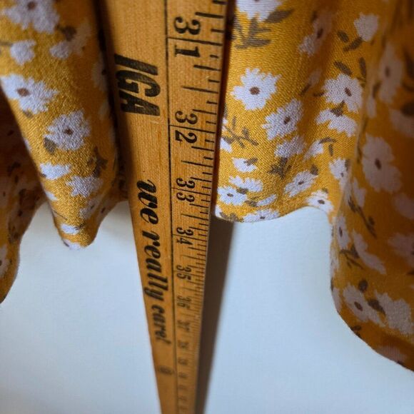 EUC ABERCROMBIE & FITCH YELLOW DITSY FLORAL V NECK BUTTON DOWN SHORT DRESS SZ SM - Picture 15 of 15